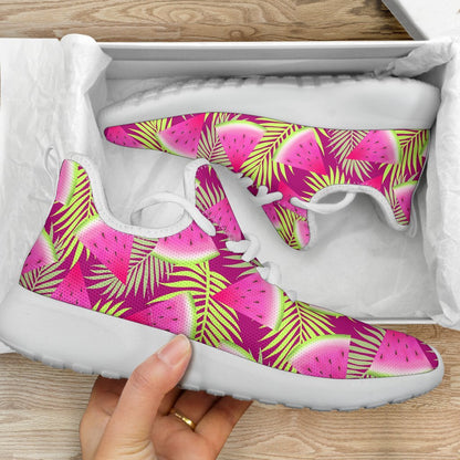 Purple Tropical Watermelon Pattern Print Mesh Knit Shoes GearFrost