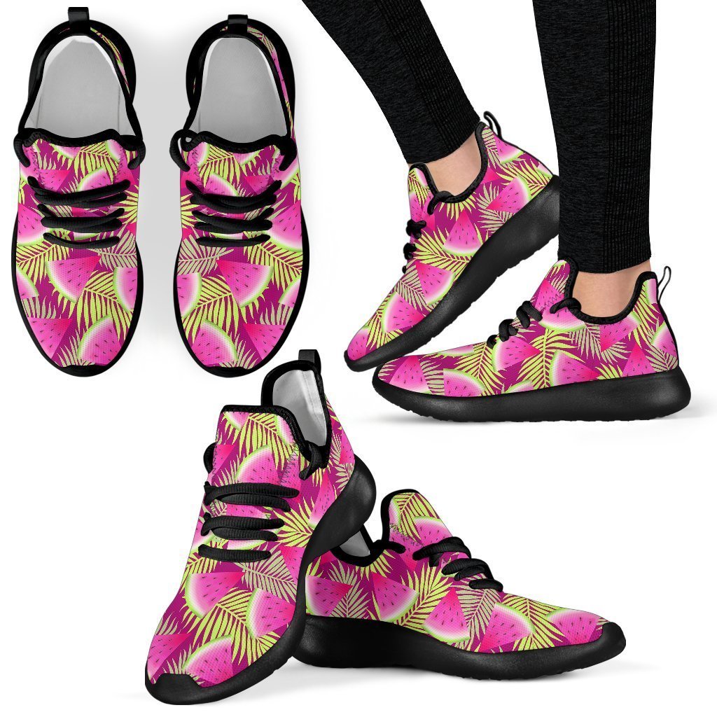 Purple Tropical Watermelon Pattern Print Mesh Knit Shoes GearFrost
