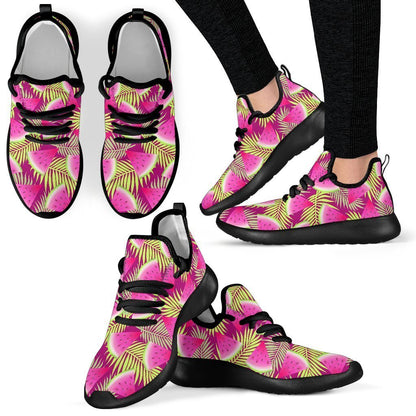 Purple Tropical Watermelon Pattern Print Mesh Knit Shoes GearFrost
