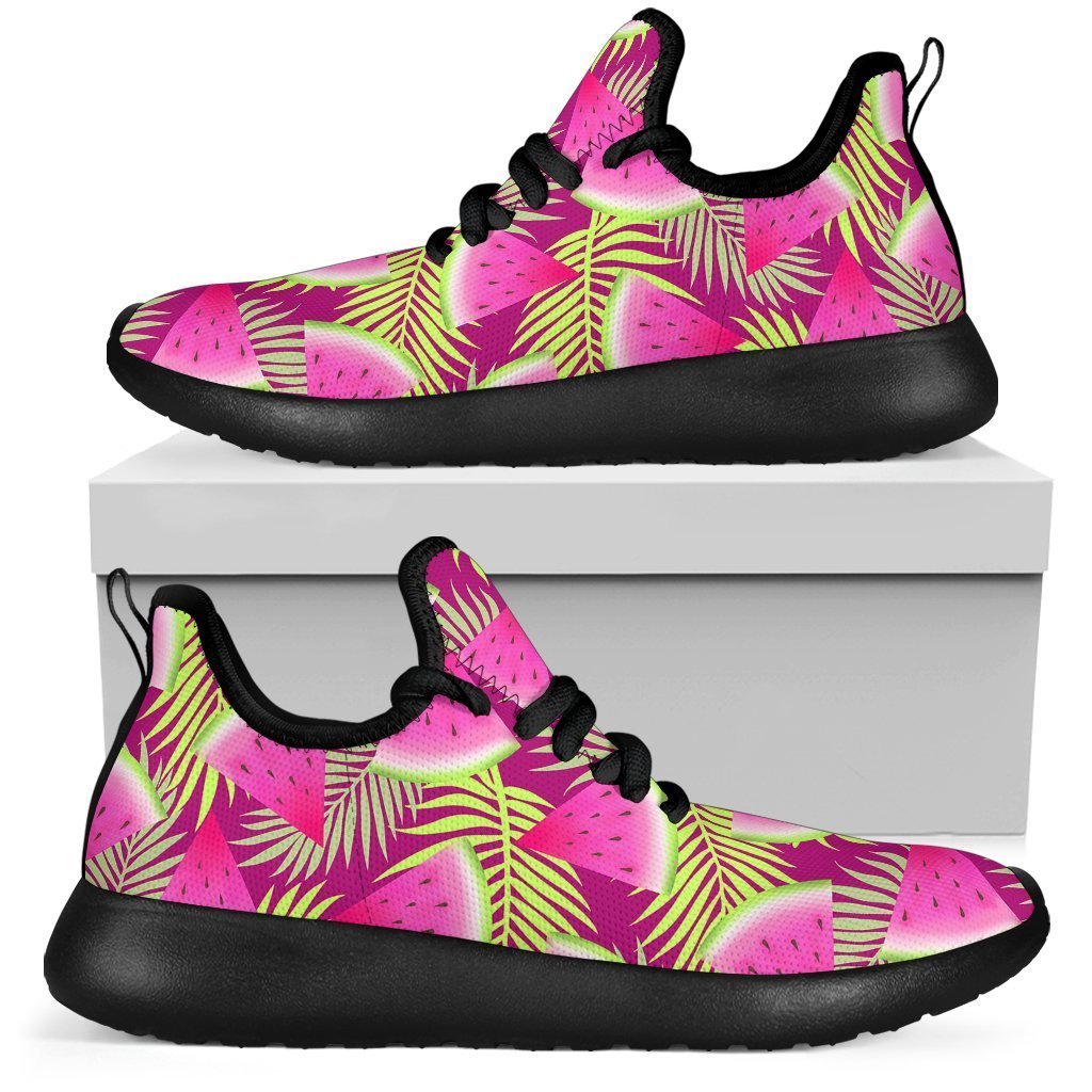 Purple Tropical Watermelon Pattern Print Mesh Knit Shoes GearFrost