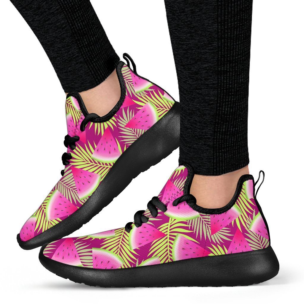 Purple Tropical Watermelon Pattern Print Mesh Knit Shoes GearFrost