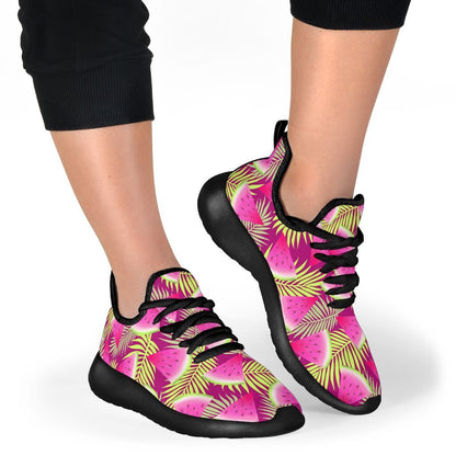Purple Tropical Watermelon Pattern Print Mesh Knit Shoes GearFrost