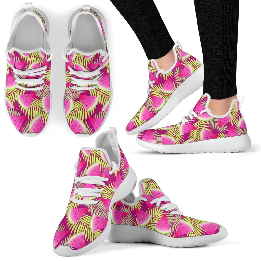Purple Tropical Watermelon Pattern Print Mesh Knit Shoes GearFrost
