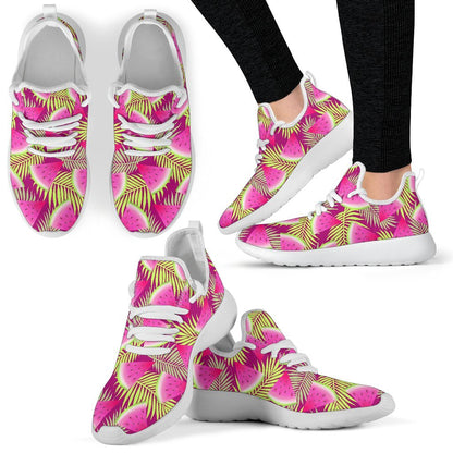 Purple Tropical Watermelon Pattern Print Mesh Knit Shoes GearFrost