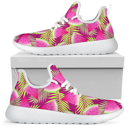 Purple Tropical Watermelon Pattern Print Mesh Knit Shoes GearFrost