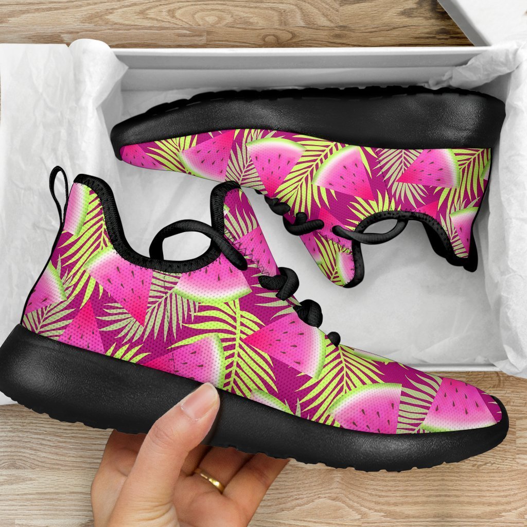Purple Tropical Watermelon Pattern Print Mesh Knit Shoes GearFrost