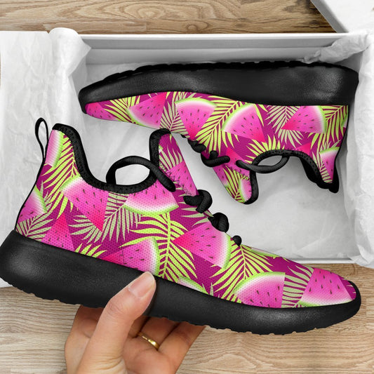 Purple Tropical Watermelon Pattern Print Mesh Knit Shoes GearFrost