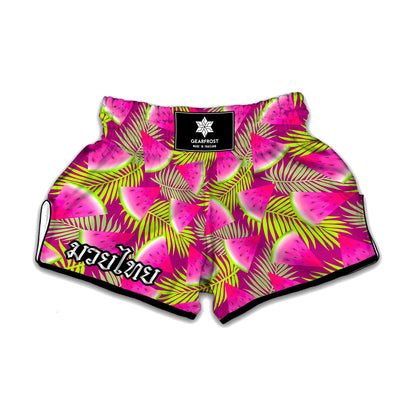 Purple Tropical Watermelon Pattern Print Muay Thai Boxing Shorts