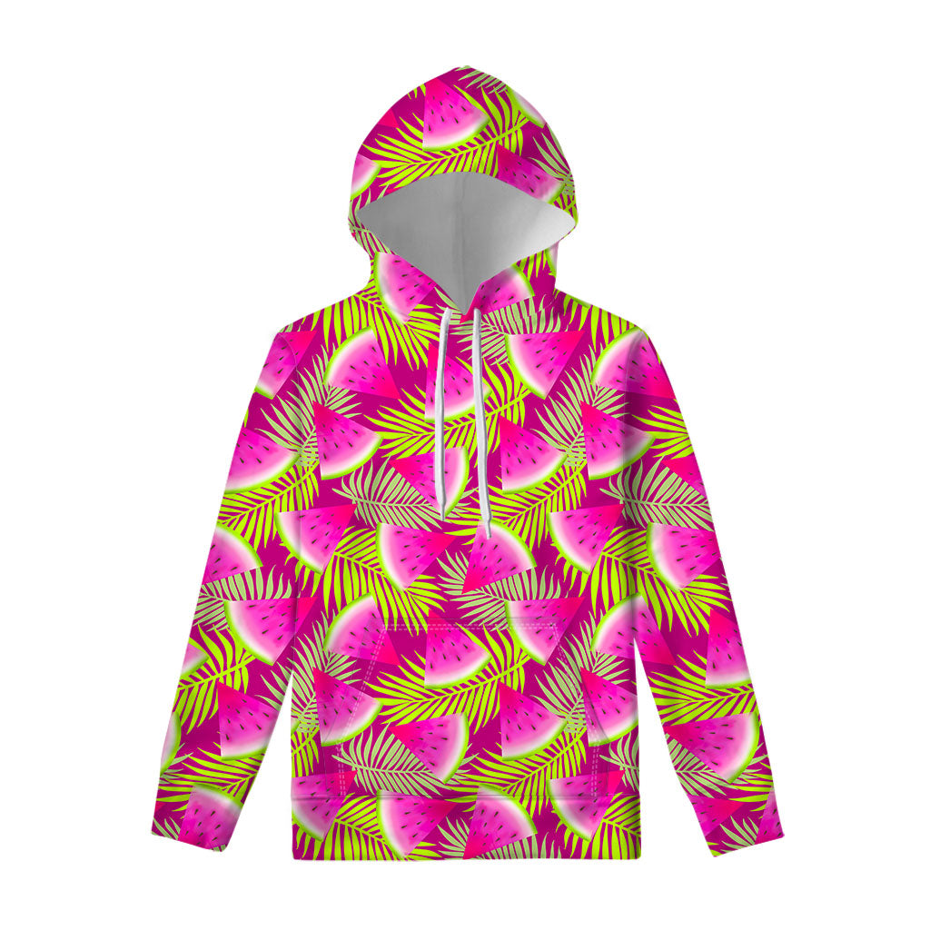 Purple Tropical Watermelon Pattern Print Pullover Hoodie