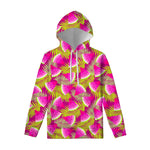 Purple Tropical Watermelon Pattern Print Pullover Hoodie
