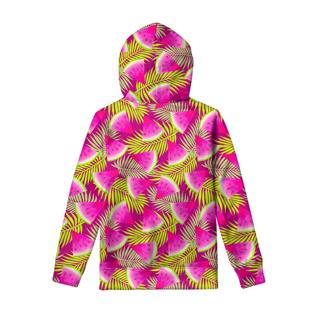 Purple Tropical Watermelon Pattern Print Pullover Hoodie