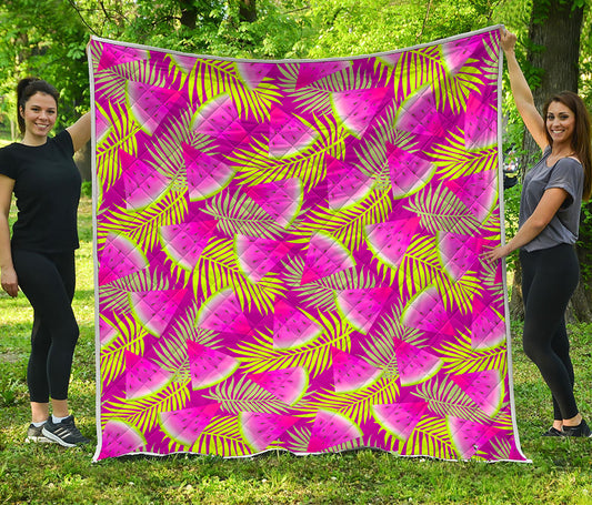 Purple Tropical Watermelon Pattern Print Quilt
