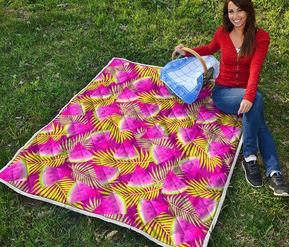 Purple Tropical Watermelon Pattern Print Quilt