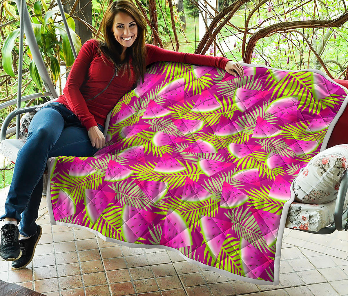 Purple Tropical Watermelon Pattern Print Quilt