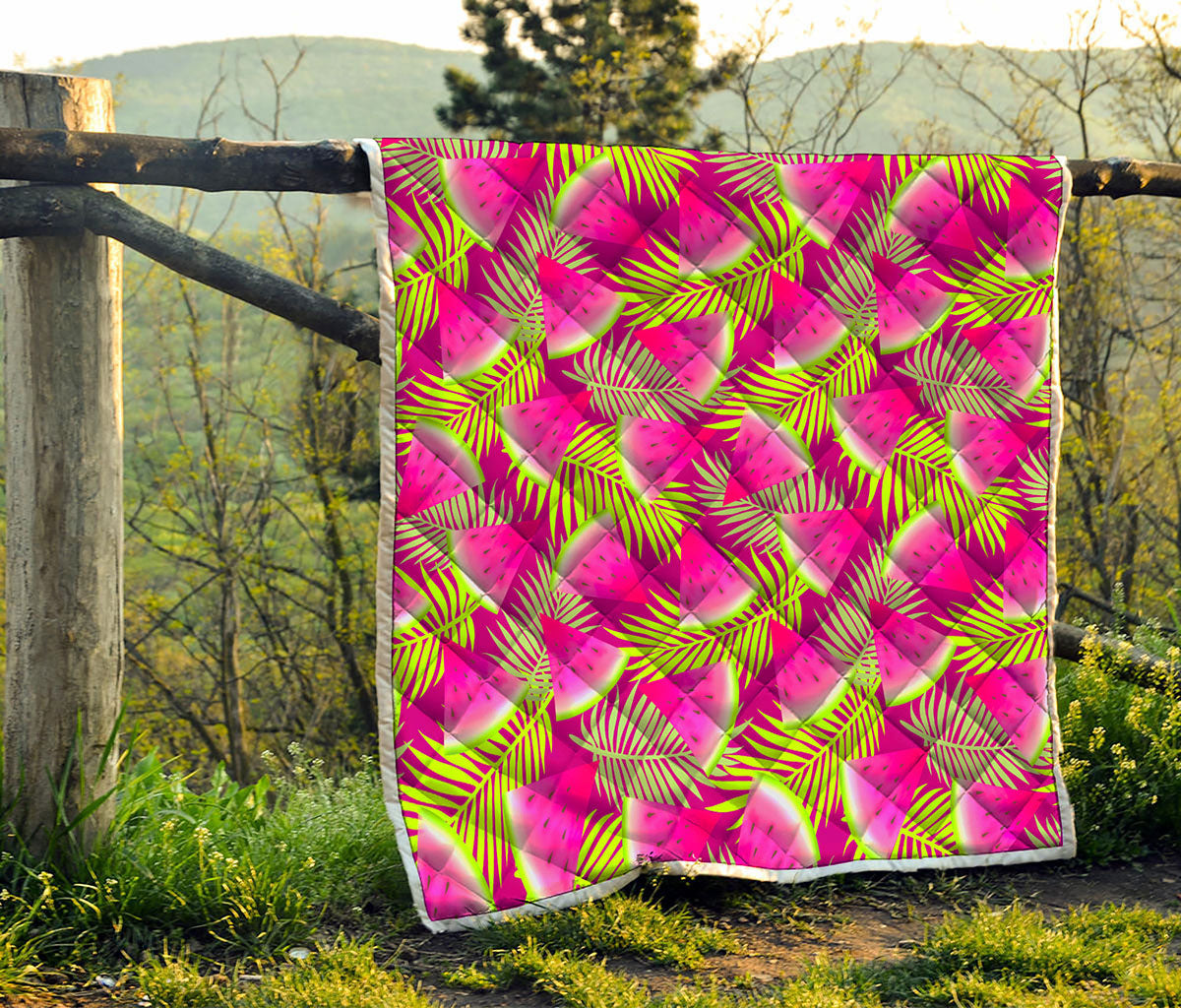 Purple Tropical Watermelon Pattern Print Quilt