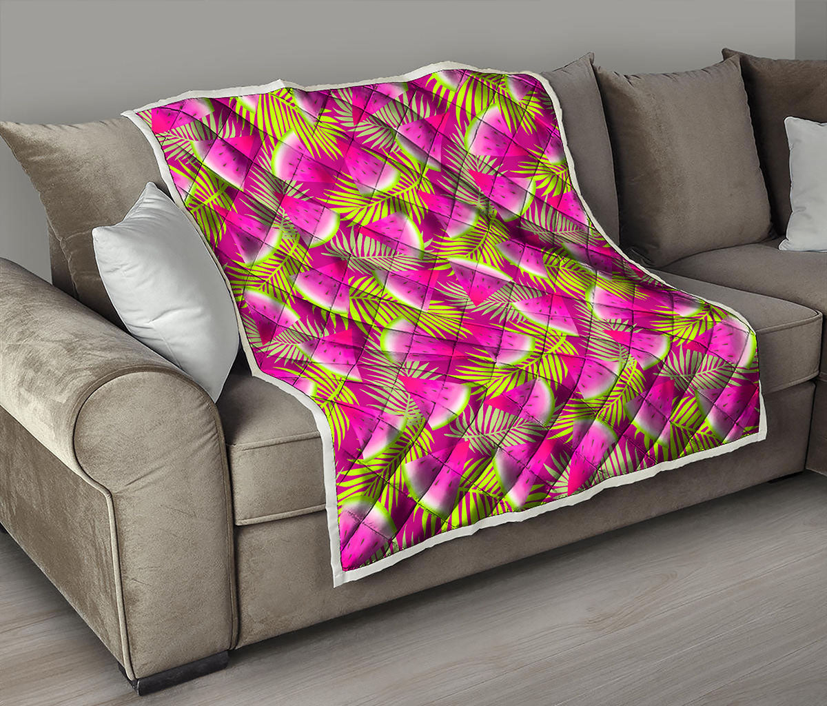 Purple Tropical Watermelon Pattern Print Quilt