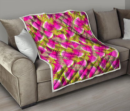 Purple Tropical Watermelon Pattern Print Quilt