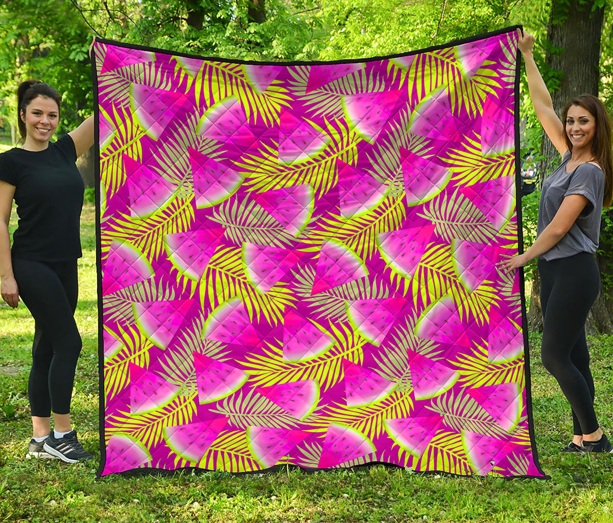 Purple Tropical Watermelon Pattern Print Quilt