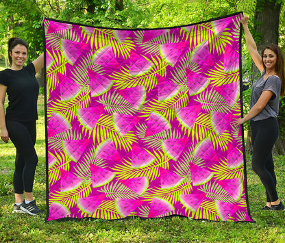 Purple Tropical Watermelon Pattern Print Quilt