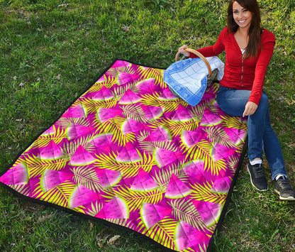 Purple Tropical Watermelon Pattern Print Quilt