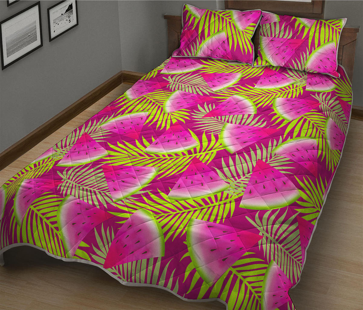 Purple Tropical Watermelon Pattern Print Quilt Bed Set