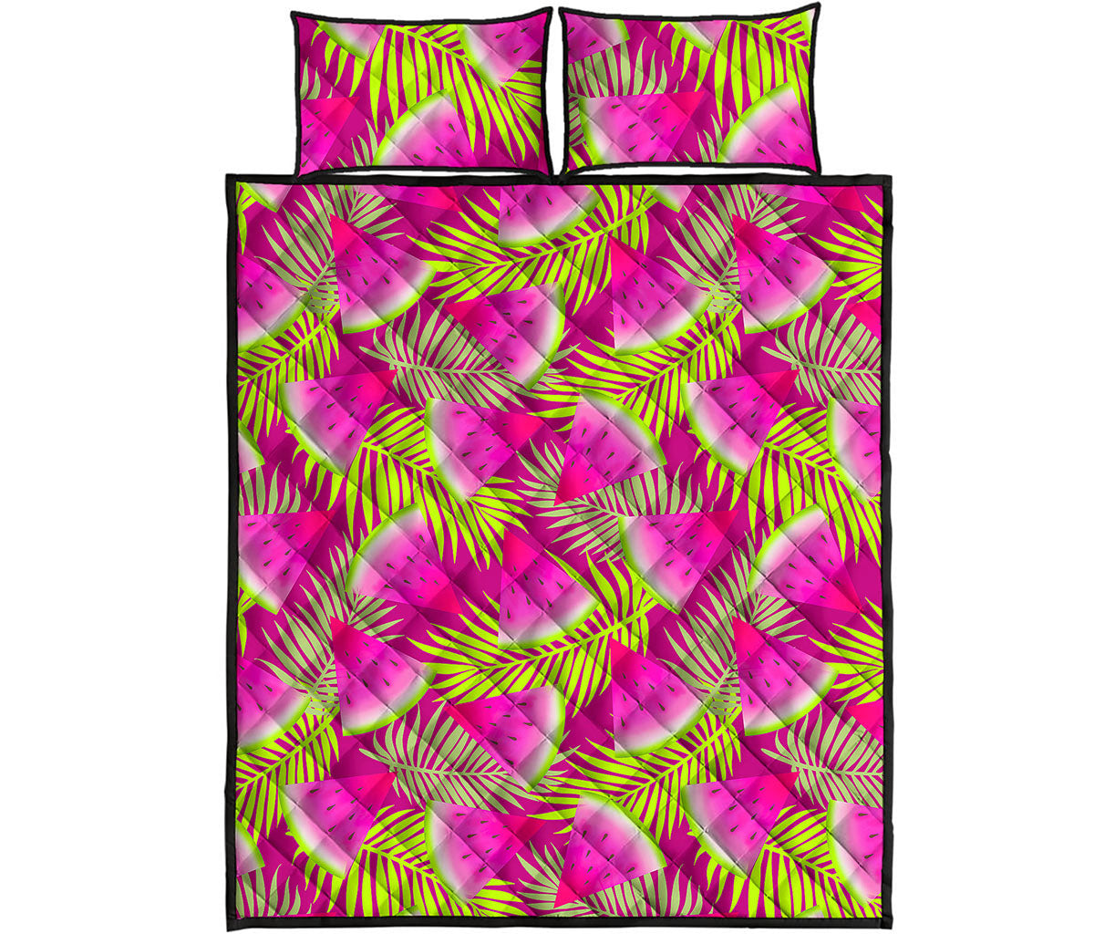 Purple Tropical Watermelon Pattern Print Quilt Bed Set