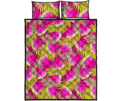 Purple Tropical Watermelon Pattern Print Quilt Bed Set