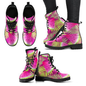 Purple Tropical Watermelon Pattern Print Women's Boots GearFrost
