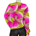 Purple Tropical Watermelon Pattern Print Women's Crewneck Sweatshirt GearFrost
