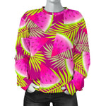 Purple Tropical Watermelon Pattern Print Women's Crewneck Sweatshirt GearFrost