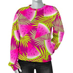 Purple Tropical Watermelon Pattern Print Women's Crewneck Sweatshirt GearFrost