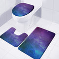 Purple Turquoise Galaxy Space Print 3 Piece Bath Mat Set