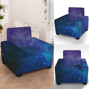 Purple Turquoise Galaxy Space Print Armchair Slipcover