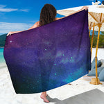 Purple Turquoise Galaxy Space Print Beach Sarong Wrap
