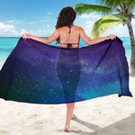 Purple Turquoise Galaxy Space Print Beach Sarong Wrap