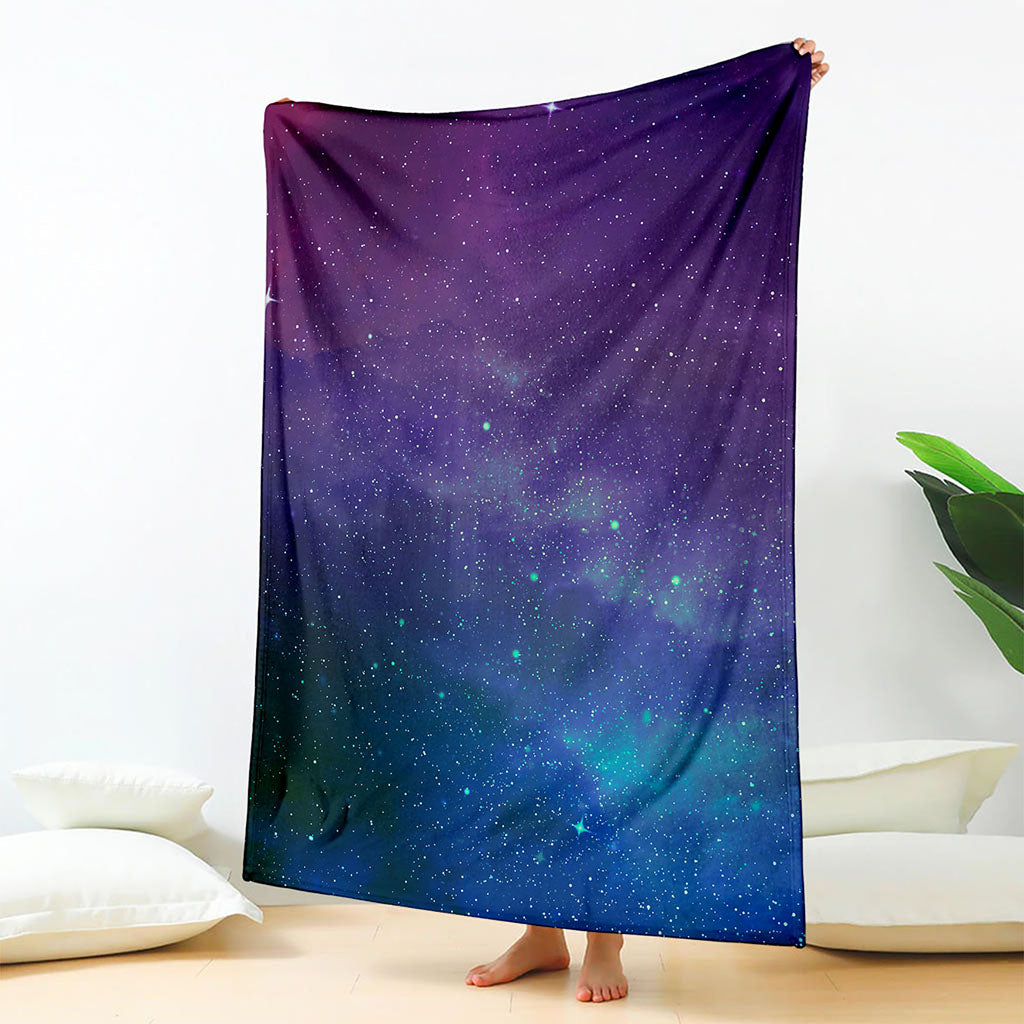 Purple Turquoise Galaxy Space Print Blanket