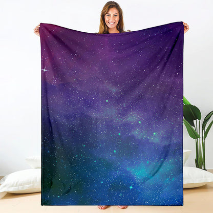 Purple Turquoise Galaxy Space Print Blanket