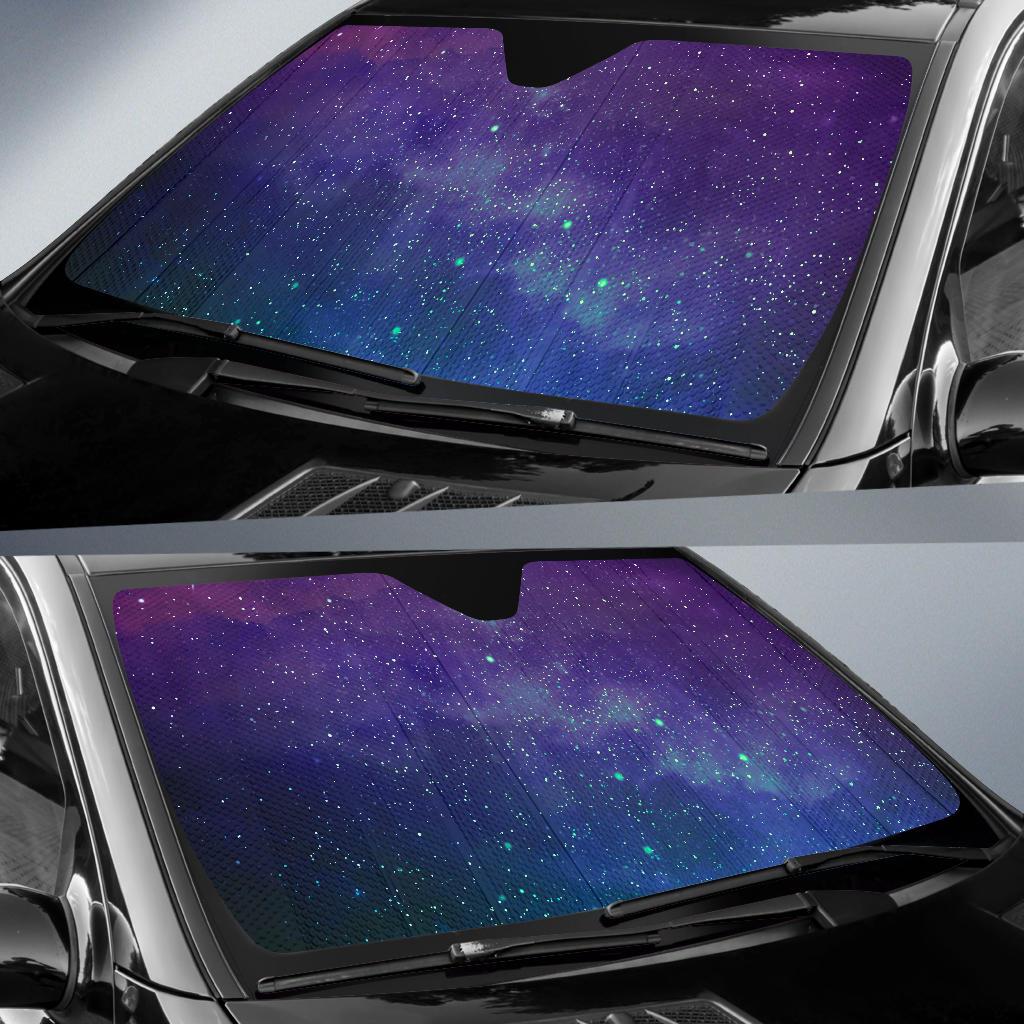 Purple Turquoise Galaxy Space Print Car Sun Shade GearFrost