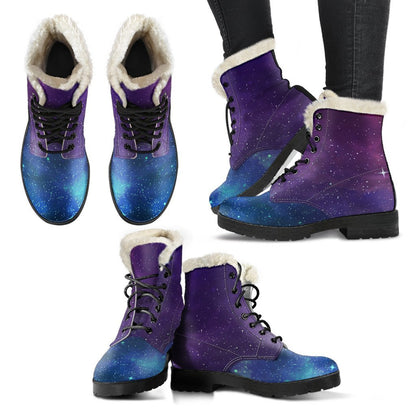 Purple Turquoise Galaxy Space Print Comfy Boots GearFrost