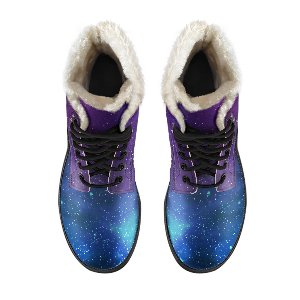 Purple Turquoise Galaxy Space Print Comfy Boots GearFrost
