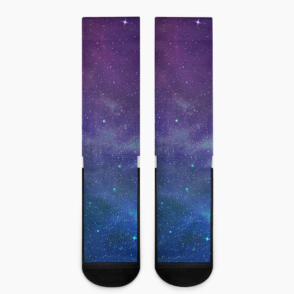 Purple Turquoise Galaxy Space Print Crew Socks