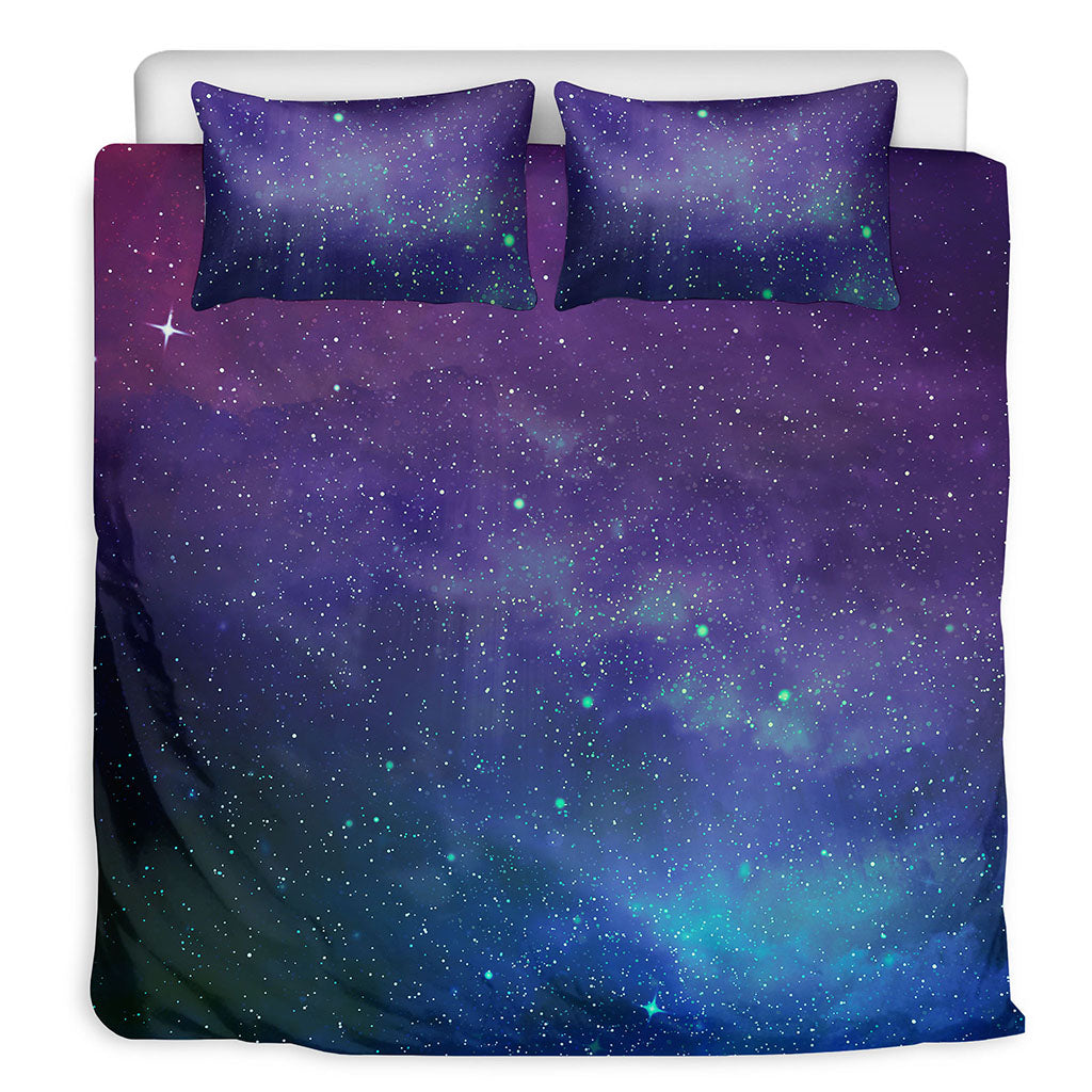 Purple Turquoise Galaxy Space Print Duvet Cover Bedding Set