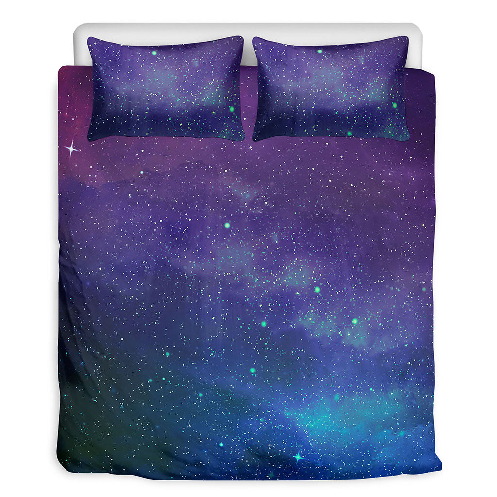Purple Turquoise Galaxy Space Print Duvet Cover Bedding Set