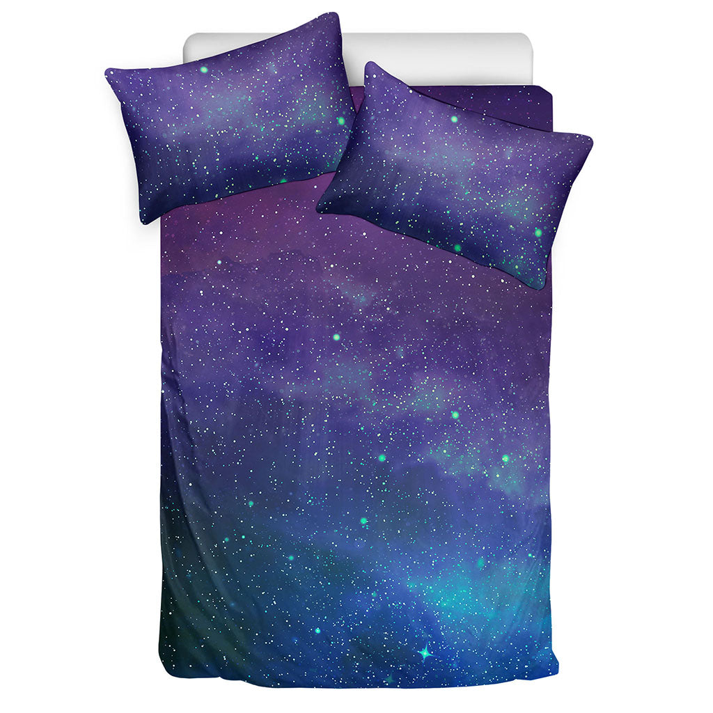 Purple Turquoise Galaxy Space Print Duvet Cover Bedding Set