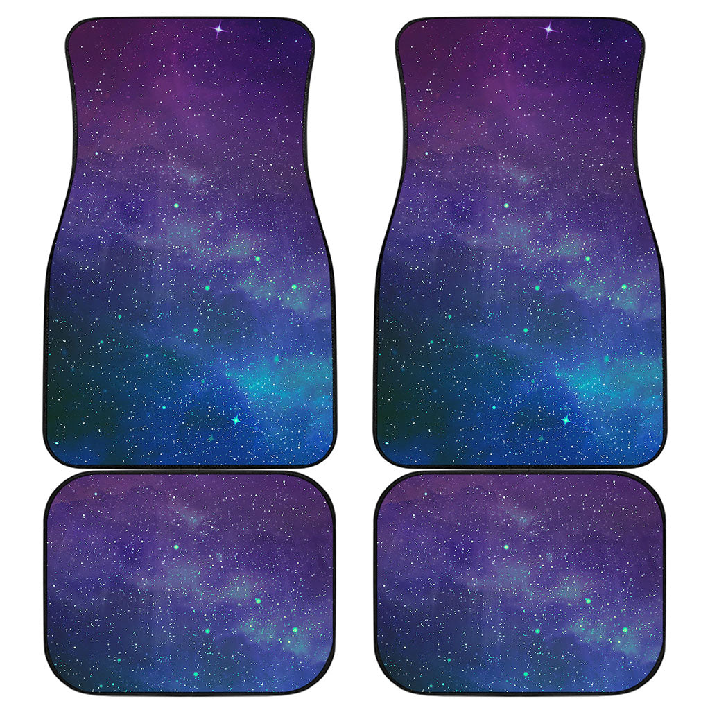 Purple Turquoise Galaxy Space Print Front and Back Car Floor Mats