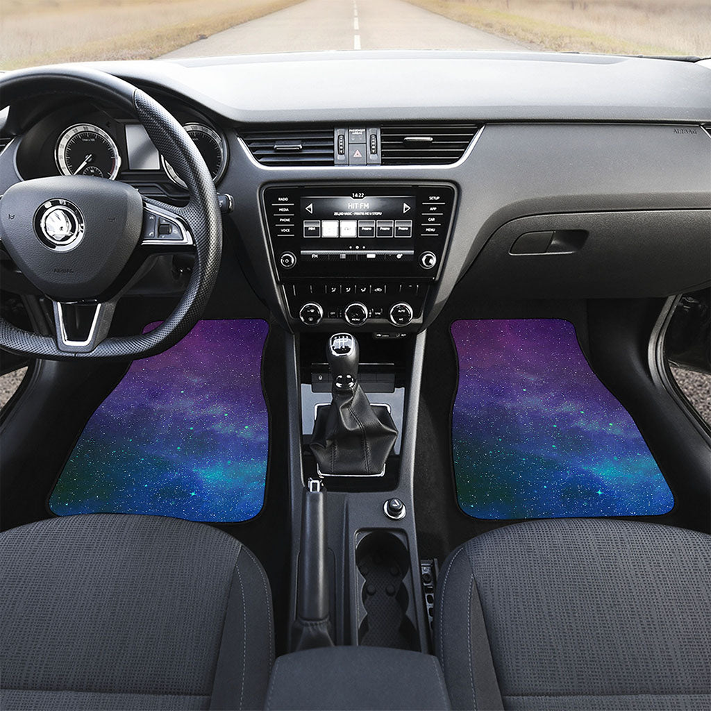 Purple Turquoise Galaxy Space Print Front and Back Car Floor Mats