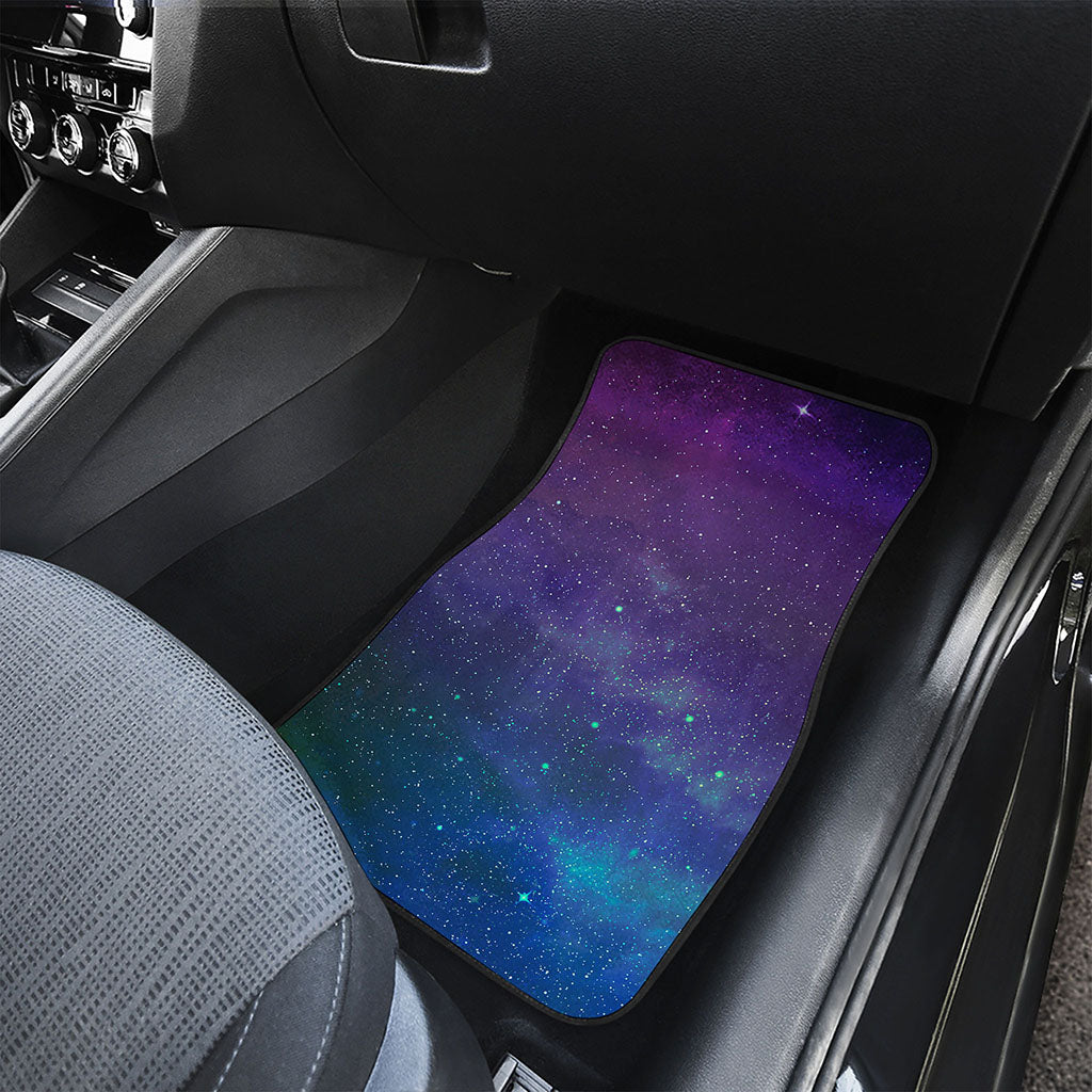 Purple Turquoise Galaxy Space Print Front and Back Car Floor Mats