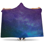 Purple Turquoise Galaxy Space Print Hooded Blanket