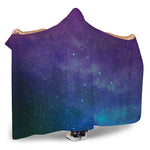 Purple Turquoise Galaxy Space Print Hooded Blanket