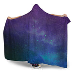 Purple Turquoise Galaxy Space Print Hooded Blanket
